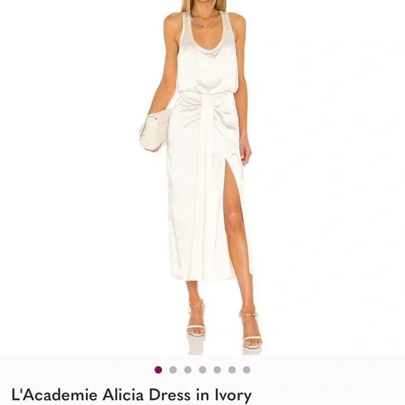 L'Academie Alicia Revolve Elegant Ivory Midi Dress - Picture 1 of 4